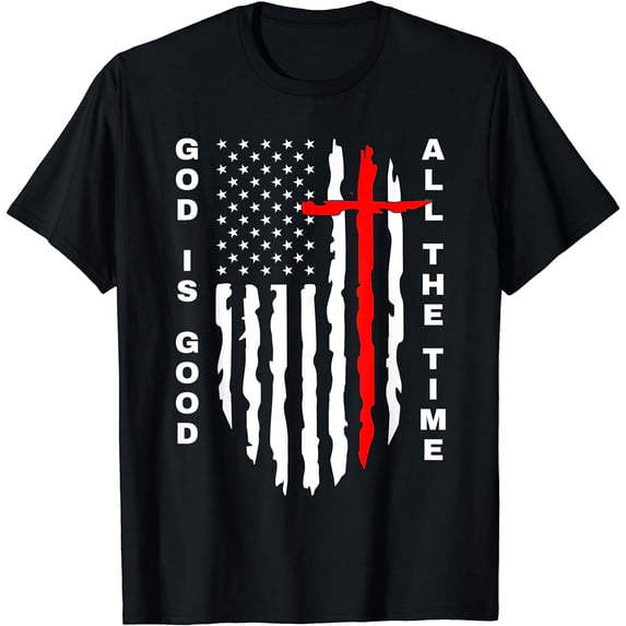 God Is Good All The Time Christianity Symbol Christian Cross T-Shirt Black Medium