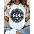 thumbnail image 1 of “God Is Good All The Time” Vintage Cross Circle T-Shirt – Christian Faith Graphic Tee for Women, Casual Religious Top, 1 of 6