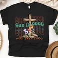 thumbnail image 1 of God Is Good All the Time Christian Graphic T-Shirt with Cross, Black, Size S, 1 of 6