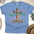 thumbnail image 1 of God Is Good All the Time Christian Graphic T-Shirt with Cross, CarolinaBlue, Size M, 1 of 6