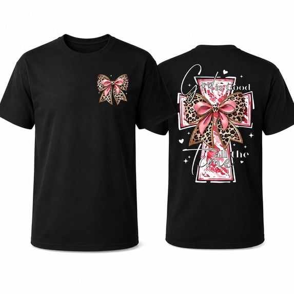 God Is Good All the Time Graphic T-Shirt, Faith Bow Cross Unisex Classic Fit Tee