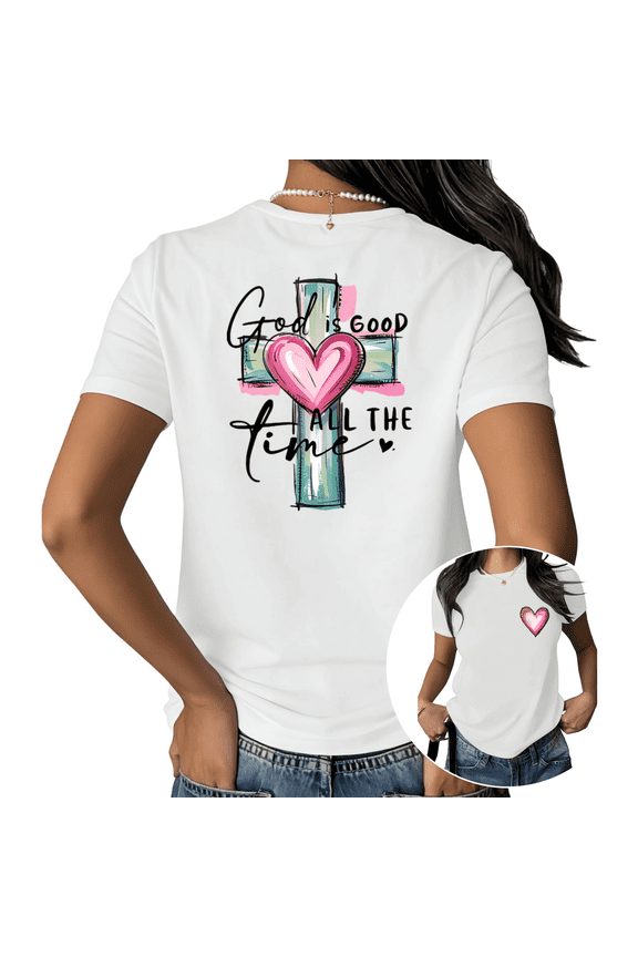 God Is Good Christian Graphic Print Tshirt Graphic Tees Shirts Women White S-5XL Tops