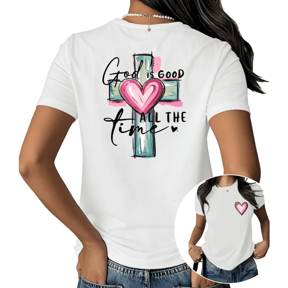 God Is Good Christian Graphic Print Tshirt Graphic Tees Shirts Women White S-5XL Tops