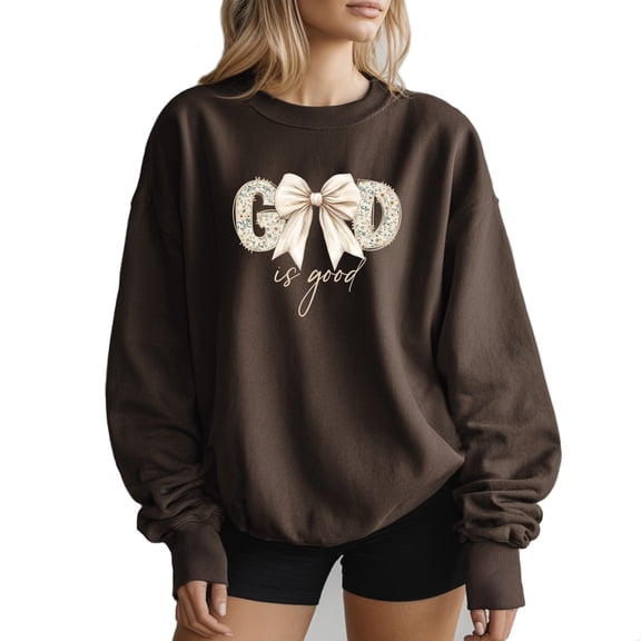 God Is Good Christian Sweatshirt Cute Women Holiday Gifts Season Long Sleeve Graphic Shirts Pullover Tops