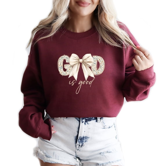 God Is Good Christian Sweatshirt Cute Women Holiday Gifts Season Long Sleeve Graphic Shirts Pullover Tops
