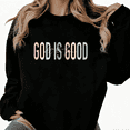 thumbnail image 1 of God Is Good Scriptural Graphic Breathable Tee T-Shirt Print Top Round-neck long-sleeved Black S-3XL, 1 of 6