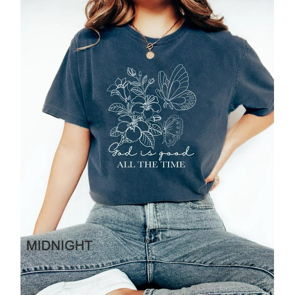 God Is Good Shirt, Boho Christian T Shirt For Women, Floral Bible Verse Tee, Faith Based Jesus Apparel, Girls Religious Gift
