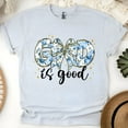 thumbnail image 1 of God Is Good Shirt for Women - Floral Blue Bow Christian Tee, Ash, Size S, 1 of 4