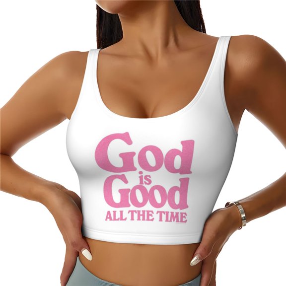 God Is Good Women Sports Vest Yoga Tank Top Gym Crop U Back