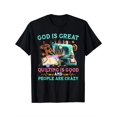thumbnail image 1 of God Is Great Quilting Is Good And People Are Crazy Cotton T-Shirt, 1 of 6