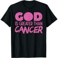 thumbnail image 1 of God Is Greater Than Cancer Ribbon Breast Cancer Awareness T-Shirt, 1 of 3