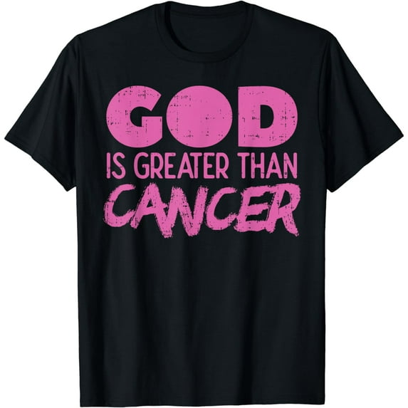 God Is Greater Than Cancer Ribbon Breast Cancer Awareness T-Shirt