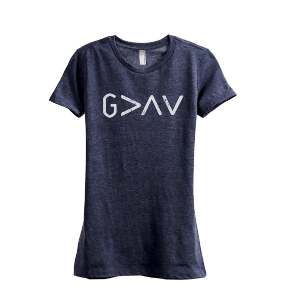 God Is Greater Than The Highs And Lows DISC Women's Fashion Relaxed T-Shirt Tee Heather Navy Small