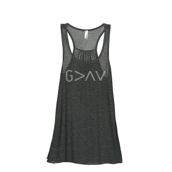 God Is Greater Than The Highs And Lows DISC Women's Fashion Sleeveless Flowy Racerback Workout Yoga Tank Top Charcoal Grey Me