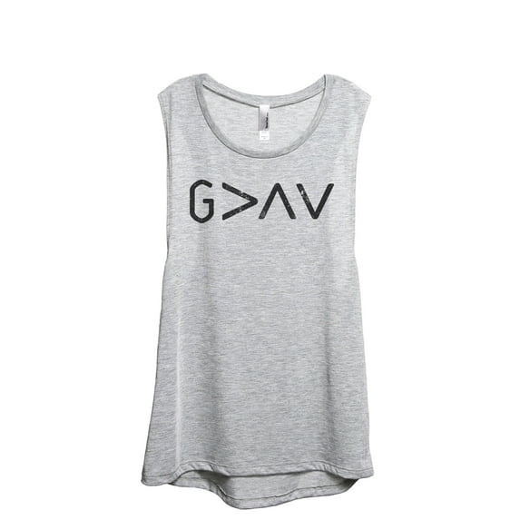 God Is Greater Than The Highs And Lows DISC Women's Fashion Sleeveless Muscle Workout Yoga Tank Top Sport Grey Medium