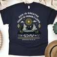 thumbnail image 1 of God Is Greater Than The Highs & Lows T-Shirt – Romans 8:38-39 Lake & Sun, Navy, Size M, 1 of 6