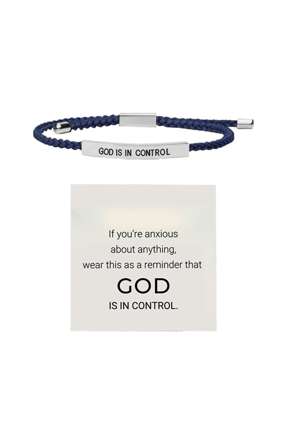 God Is In Control Bracelet Inspirational Bracelet Stainless Steel Lettering Adjustable Braided Bracelet