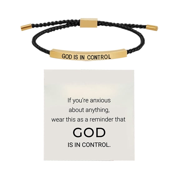 God Is In Control Bracelet Inspirational Bracelet Stainless Steel Lettering Adjustable Braided Bracelet