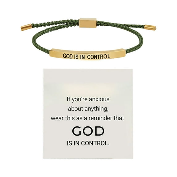 God Is In Control Bracelet Inspirational Stainless Steel Adjustable Braided Motivational Jewelry for Women Men Unisex