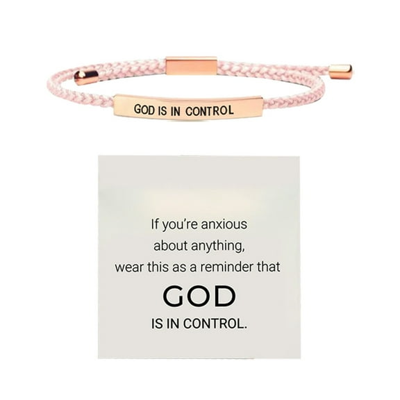 God Is In Control Stainless Steel Inspirational Adjustable Braided Wrap Tube Bracelet Jewelry for Women Men