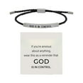 thumbnail image 1 of God Is In Control Inspirational Stainless Steel Adjustable Braided Bracelet with Engraved Lettering for and Strength, 1 of 2