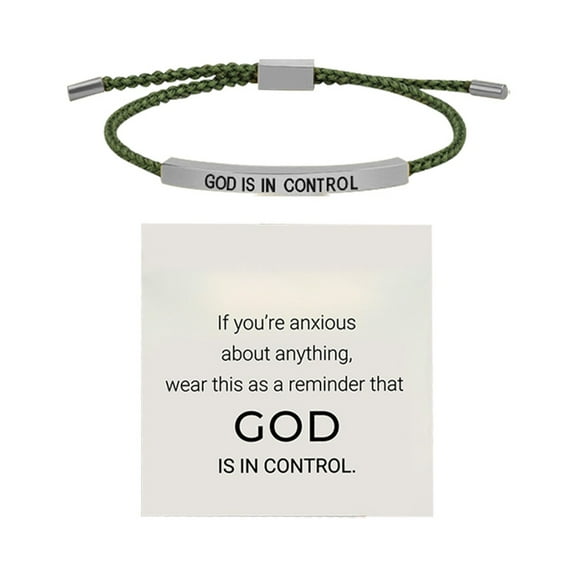 God Is In Control Inspirational Stainless Steel Braided Adjustable Bracelet Motivational Jewelry