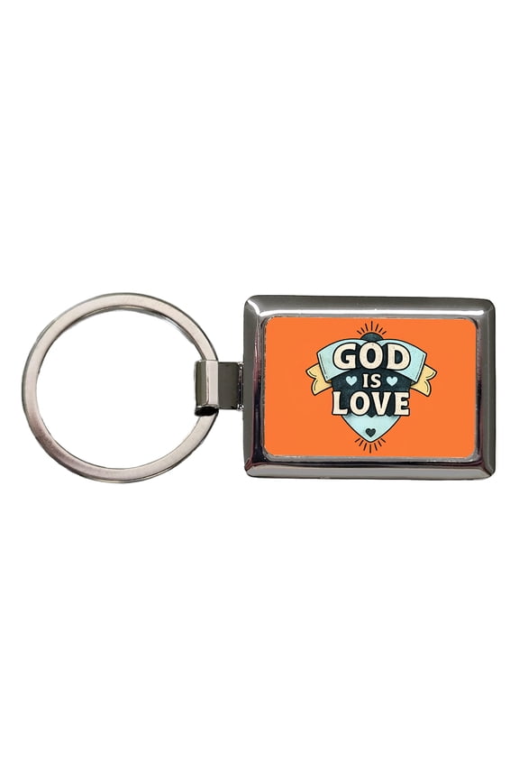 God Is Love Bible Verse Christian Colorful Metal Rectangle Keychain