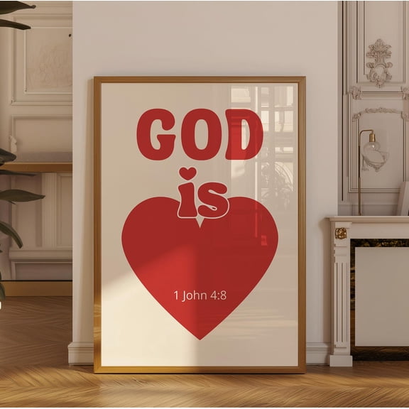 God Is Love Retro Christian John Scripture Bible Verse Prayer Portrait Decor Unframed Paper Print