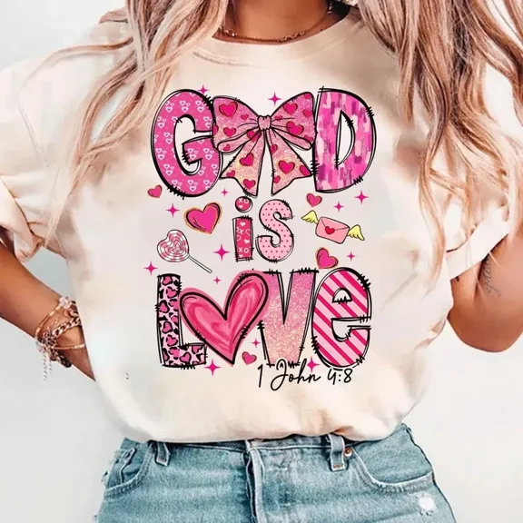 God Is Love Valentine Christian T-Shirt – Spiritual Religious Love Tee, Vintage T-Shirt - All Sizes S-5Xl, Gategoo