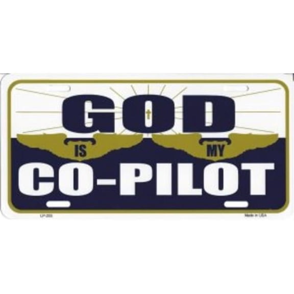 God Is My Co Pilot Metal License Plate