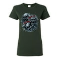 thumbnail image 1 of God Is My Judge Smokey Gray Skull Dark Pop Culture Womens Graphic T-Shirt, Forest Green, Small, 1 of 3