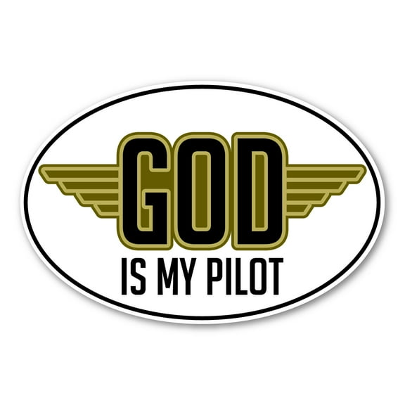 God Is My Pilot (with wings) Oval Sticker