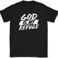 thumbnail image 1 of God Is My Refuge T-Shirt Christian Worship Praise Jesus Bible Tee - Black, S, 1 of 1