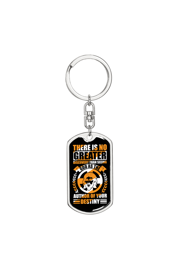 God Is The Author Of Your Destiny Stainless Steel or 18k Gold Premium Swivel Dog Tag Keychain