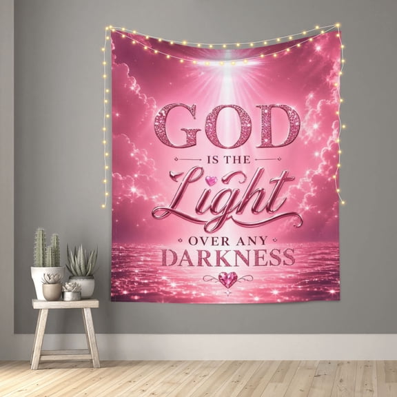 God Is The Light Over Any Darkness Tapestry Indian Wall Hanging Tapestries Room Decor for Bedroom Living Room Dorm 60X50inch