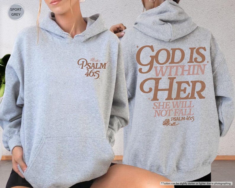 Scripture Hoodies God Is Within Her Bible Verse Hoodie Sweatshirt, Christian Scripture ...
