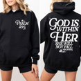 thumbnail image 1 of God Is Within Her Hoodie, Coquette Christian Hoodie for Women, Bible Verse Psalm 46:5 Sweatshirt, Faith Graphic Jesus Hoodie, Religious Gift, 1 of 6