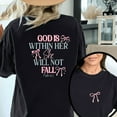 thumbnail image 1 of God Is Within Her Print Tshirt Christian Faith Graphic Tees Shirts black S-5XL Women Tops, 1 of 4
