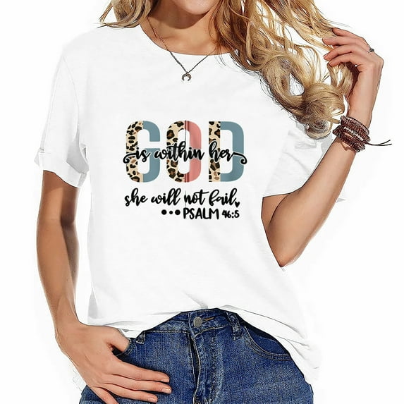 God Is Within Her She Will Not Fail Psalm Christia Short Sleeve Women's T-Shirt with Chic Graphics