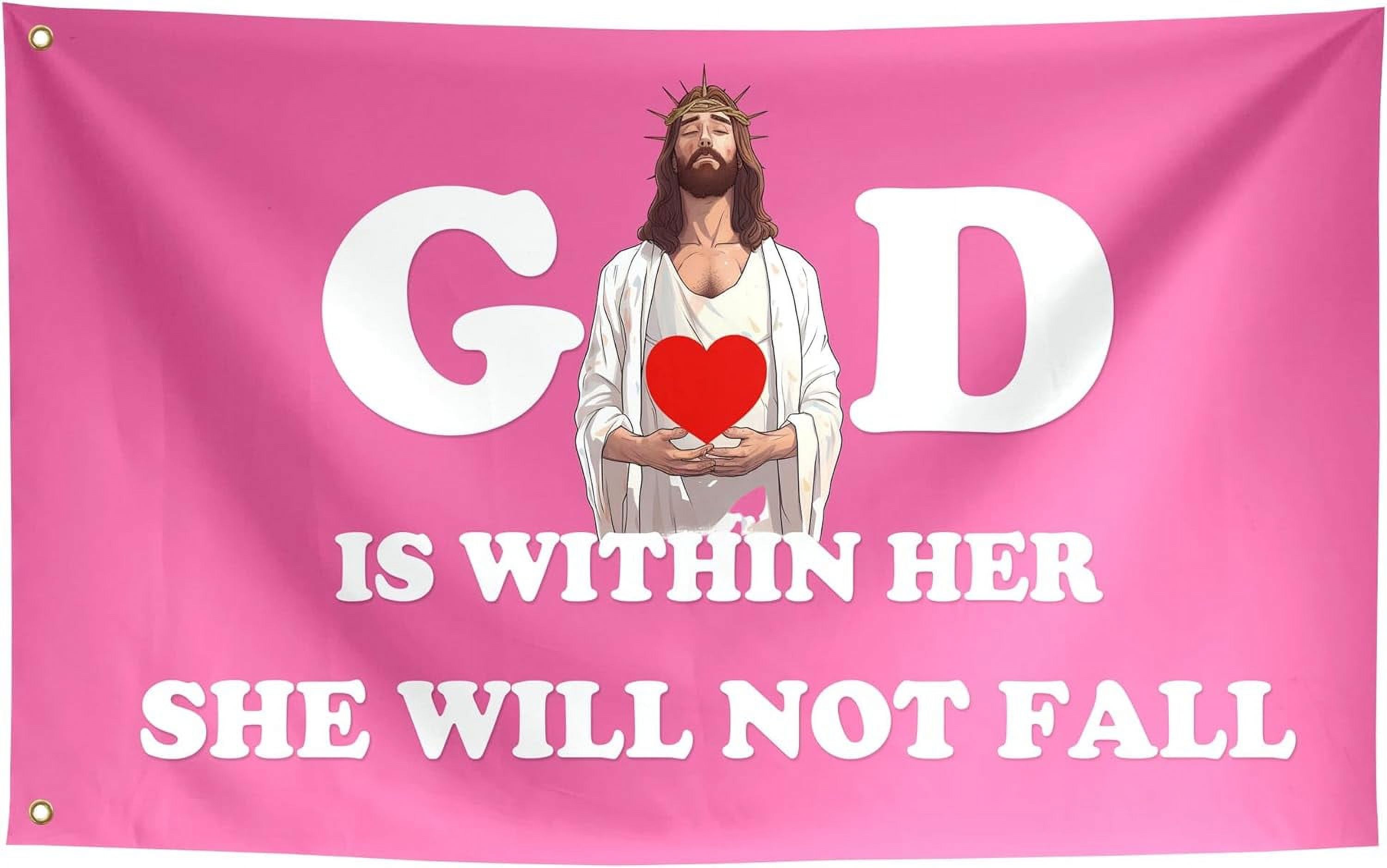 God Is Within Her She Will Not Fall Flag Cool Inspirational
