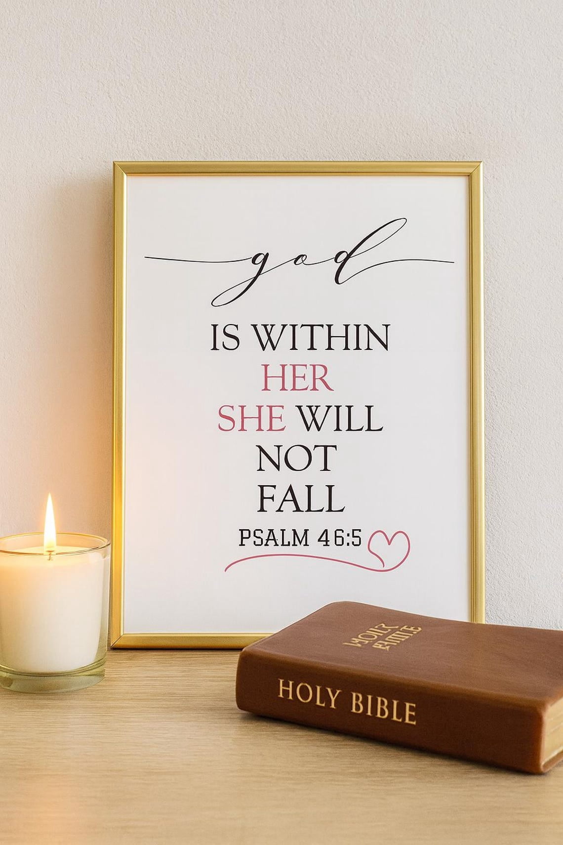 God Is Within Her She Will Not Fall Wall Art Psalm 46:5 Scripture ...