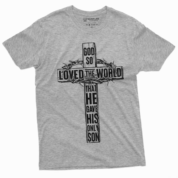 God Jesus Christ T-Shirt Inspirational Quote Christmas Christian Cross Tee Shirt (XX-Large Grey)