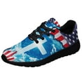 thumbnail image 1 of God Jesus Christian Cross American flag Shoes Sneakers for Women Men Black Size 7, 1 of 7