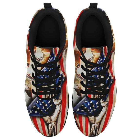 God Jesus Christian Cross Running Shoes Sneakers Mesh Black Size 7