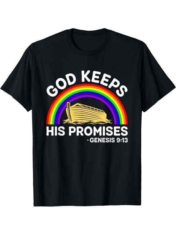 God Keeps His Promises Jesus Christian Noah Ark Rainbow T-Shirt, Vintage Birthday Gift