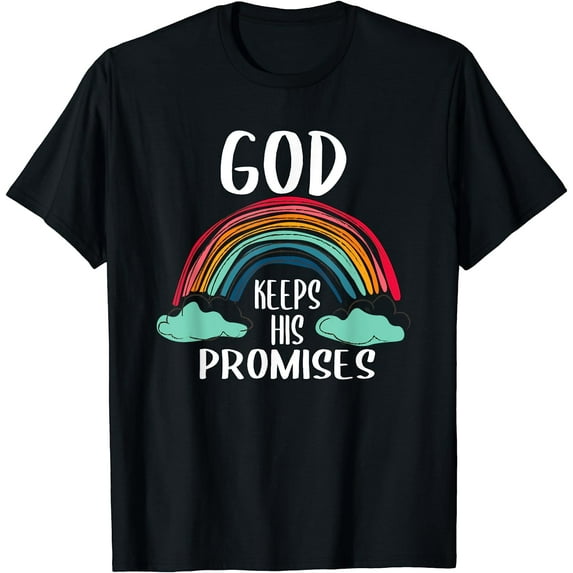 God Keeps His Promises Rainbow Lovely Christian Christianity T-Shirt Black Small