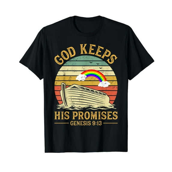 God Keeps His Promises Rainbow Noah Ark Jesus Christian T-Shirt