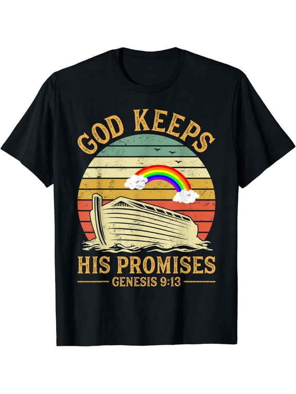God Keeps His Promises Rainbow Noah Ark Jesus Christian T-Shirt