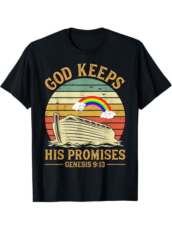 God Keeps His Promises Rainbow Noah Ark Jesus Christian T-Shirt