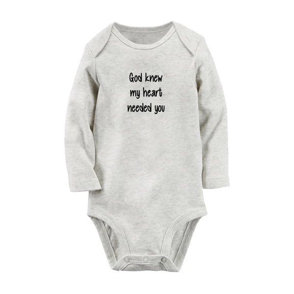God Knew My Heart Needed You Funny Rompers, Newborn Baby Unisex Bodysuits, Infant Jumpsuits, Toddler 0-12 Months Kids Long Sleeves Oufits (Gray, 0-6 Months)